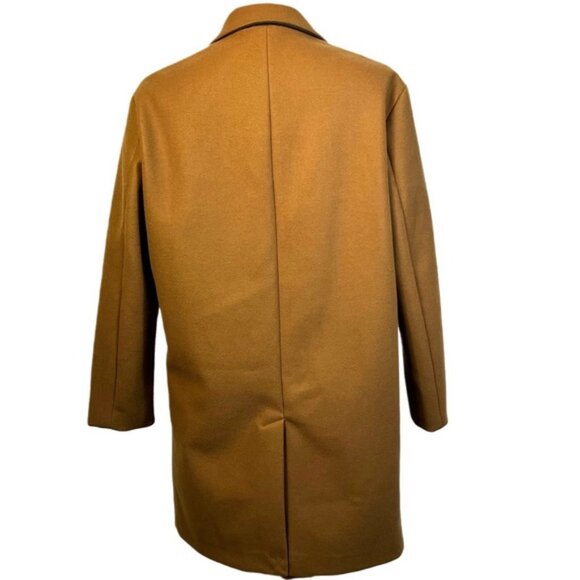 Zara Men’s 4 Way Stretch Camel Coat Sz XL Mid Length Classic Minimalist Refined - Picture 6 of 14